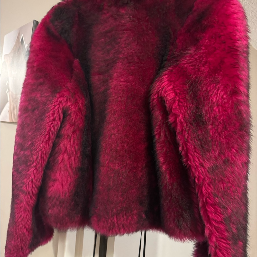 Coach glam punk fuchsia shearling jacket size 4 - Picture 5 of 9